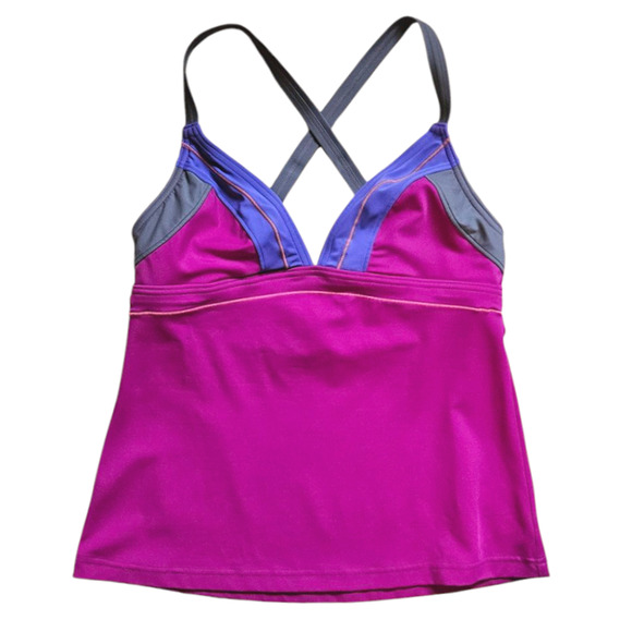 Prana Swim Atla Tankini Top Pink Purple Grey Women's Size Small - Picture 1 of 4